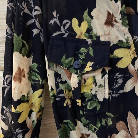 DNA COUTURE | Floral Navy Bodysuit Size Large - Picture 3 of 6